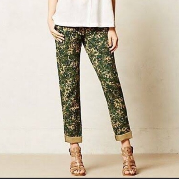 Hei Hei by Anthropologie Women’s Green Floral Cargo Pants - Picture 6 of 6